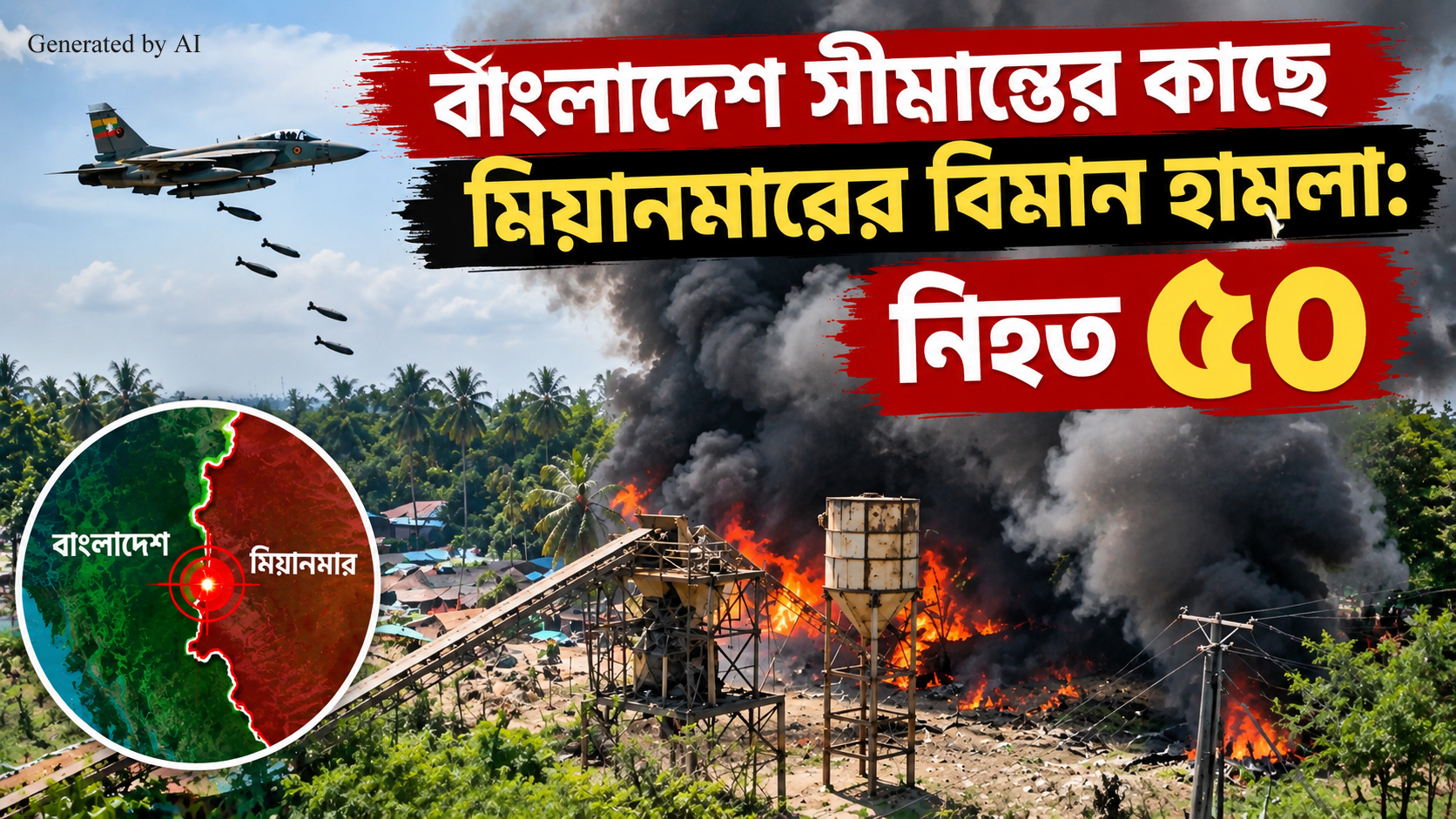 বাংলাদেশ সীমান্তের কাছে মিয়ানমারের বিমান হামলায় নিহত ৫০: গভীর উদ্বেগ জাতিসংঘের