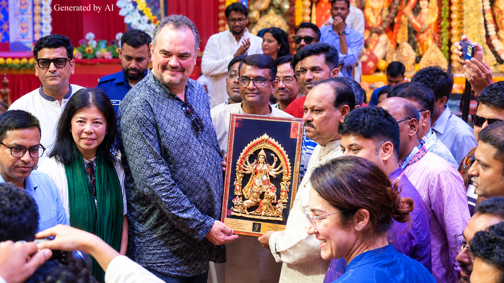 বাংলাদেশের নারায়ণগঞ্জে দুর্গাপূজা মণ্ডপের আয়োজন দেখে মুগ্ধ যুক্তরাষ্ট্রের রাষ্ট্রদূত ব্রেন্ট টি ক্রিস্টেনসেন